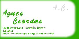 agnes csordas business card